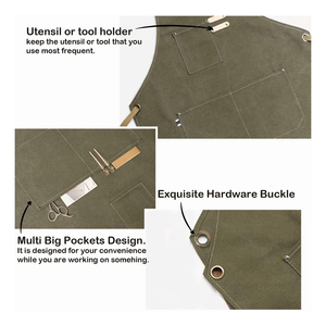 Vente en gros Tabliers en jean de barbier pour hommes et femmes Tablier de salon de coiffure avec plusieurs poches en cuir - Product Image 3