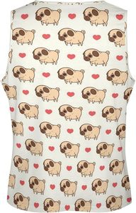 Lovely Pug Dogs Débardeur sans manches 100 % coton à col rond pour hommes, idéal pour la gym, le fitness et les tenues décontractées - Product Image 4