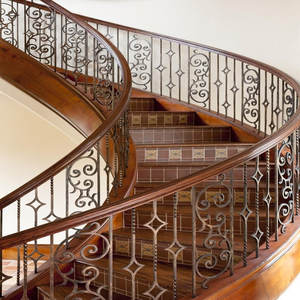 Barandilla de escalera de hierro interior y exterior personalizada con pasamanos de hierro forjado con recubrimiento en polvo y fabricada en Vietnam - Product Image 2