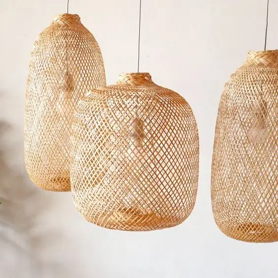 Flexible round Bamboo Pendant light bamboo LampShade Bamboo Woven Pendant Lampshades Rattan Pendant Light