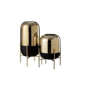 ชุดแจกันเหล็ก2ชิ้นสีทองโบราณตกแต่งบ้านแจกันดอกไม้ขายส่งขนาด6 "-8" ไม่เหมือนใคร - Product Image 1