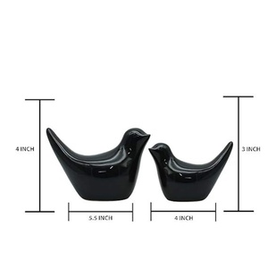 Figurines d'oiseaux en céramique noire brillante |   Décoration d'intérieur minimaliste nordique - Product Image 2