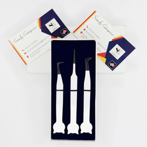 Pinzas de pestañas de acero inoxidable con empuñadura de diseño de gato de Color blanco con logotipo personalizado, pinzas de pestañas de 45 75 90 grados con punta de fibra - Product Image 3