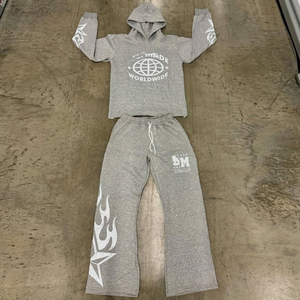 Survêtements d'hiver de haute qualité pour adultes, hommes et femmes, 2 pièces, 100% coton, logo imprimé avec strass effet délavé - Product Image 4