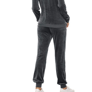 Traje de Jogger deportivo de peso pesado con logotipo personalizado OEM para mujer, sudaderas con capucha y cremallera completa, pantalones de chándal, conjuntos informales de talla grande para mujer con estampado sólido - Product Image 6