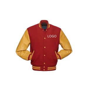 Veste bomber universitaire en polyester/coton pour homme, style streetwear décontracté, hiver, doublée, col montant, coupe-vent, en laine/viscose - Product Image 1