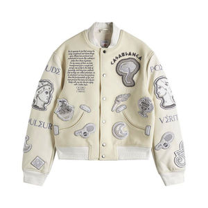 แจ็คเก็ตวาร์ซิตี้ผู้ชายคุณภาพสูง สไตล์สตรีทแวร์ พร้อมป้ายปัก ผ้า PU กันลม แขนยาว สำหรับผู้ชาย - Product Image 5