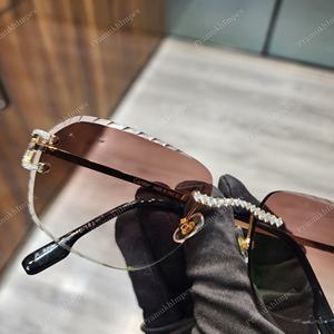 Hip Hop Moissanite Diamant Clouté Vente Chaude Personnelle Bling Lunettes De Soleil Personnalisé Brun Couleur Lentille De Mode De Luxe Bijoux - Product Image 3