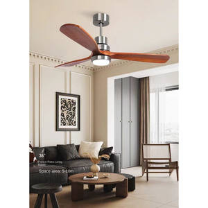 Lámpara Ventilador Moderna de 3 Aspas de Madera Sólida con Motores AC y DC, Fuente de Luz LED y Control Remoto para Hogar, Comedor, Sala de Estar y Habitación Infantil - Product Image 2