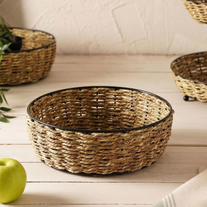 Bol à fruits en jonc de mer fait à la main vaisselle naturelle décor de présentation de repas produits vietnamiens en gros écologiques - Product Image 1