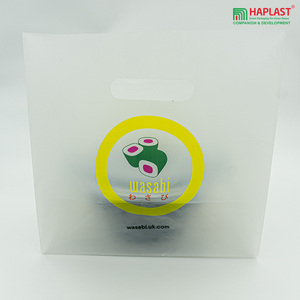 Bolsa de plástico barata con asa troquelada y logotipo plegable para compras, bolsa de plástico con estampado de huecograbado - Product Image 3