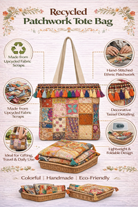 กระเป๋าเดินทางงานฝีมือปักลายแบบกำหนดเอง ทำจากผ้ารีไซเคิล ตกแต่งพู่ห้อย เป็นมิตรกับสิ่งแวดล้อม สำหรับขายส่งและขายปลีก - Product Image 6