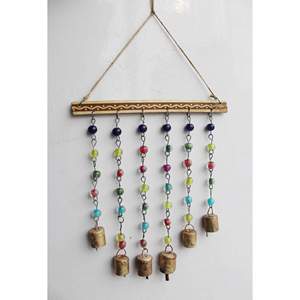 Campanilla de Viento Bohemia de Hierro con Cuentas, Artesanía Metálica India, Atrapasueños Decorativo Colgante con Función - Product Image 4