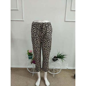 Pantalones Modales con Estampado de Leopardo y Cordones en la Cintura Alta para Mujer, 38404 - Leopardo - Product Image 4