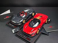Modèle de voiture Ferrari Daytona SP3 imprimé en 3D haute précision à l'échelle 1/18 avec roues en carbone/métal rouge or pour collection/cadeau