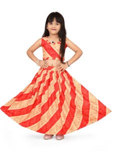 Shoryam Fashion - Lehenga Choli Rojo Bandhani para Niñas |   Traje Tradicional Étnico para Niños, para Bodas y Fiestas, Largo hasta el Suelo, de Secado Rápido - Product Image 2