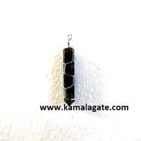 Collar con Colgante de Cristal Dorado Curativo, Gema de Turmalina Negra de Doble Punta, Piedra Semipreciosa Natural Ecológica, a la Moda