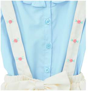 Deux sangles brodées à la main fleur noeud coton jupe courte robe de bal Silhouette respirant doux pour la peau lavable filles enfants rose - Product Image 3