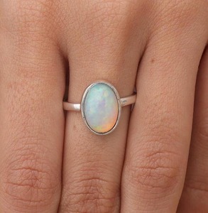 925 Sterling Silver Handmade Gemstone Blue Opal <b>Spinner</b> <b>Ring</b> Jewelry 925 Solid Boho Style Natural Designer Promise <b>Ring</b> Jewelry - Product Image 3
