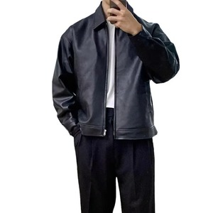 <b>Men's</b> Leather <b>Jacket</b> Lightweight Casual Sports Motorcycle Vest Fashionable Korean Style Fit Baseball Uniform <b>Jacket</b> - Product Image 5
