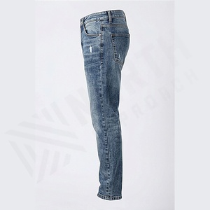 Hot Sale Men <b>Jeans</b> Denim Long Pants Stretch Casual Zipper Straight <b>Slim</b> Pockets Solid Color Autumn Cotton Pant Customized Color - Product Image 3