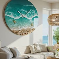 Jam Dinding Resin Artistik Buatan Tangan Desain Abstrak Modern Jarum Mekanik Senyap untuk Ruang Tamu Kamar Tidur