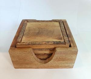 Wholesale Price Top Trending Wood and Resin <b>Coaster</b> <b>Set</b> With Holder for Restaurant Tableware Use Standard Quality - Product Image 2