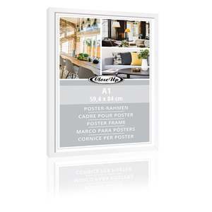 Wooden Picture <b>Frame</b> 59.4 X 84 cm DIN A1 Decorative <b>White</b> Wood Design Square Mirror <b>Frame</b> for Display Hanging Style for A3 <b>A4</b> - Product Image 1