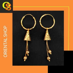 Boucles d'oreilles super vendues serties de boucles d'oreilles Jhumka plaquées or 22CT de conception traditionnelle bijoux pour les femmes portées par les exportateurs - Product Image 4