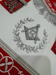 Tablier vintage brodé de la franc-maçonnerie, de haute qualité, écologique, personnalisable, en cuir/tissu de coton - Product Image 2