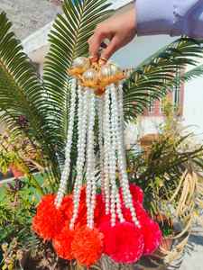 Pearl Beads String with Marigold <b>Flower</b> Hanging Festive Decor for Holi Diwali Thanksgiving Hanukkah Navratri and Pooja Bunting - Product Image 3