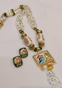 Beautiful Janmashtami Special Radha Krishna With Tamble Tanjore Long <b>Necklace</b> Set High Quality <b>Necklace</b> With <b>Earrings</b> - Product Image 6