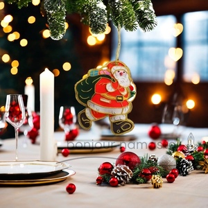 Fatto a mano su misura babbo natale bambola ricamata statuina di natale e ornamento per decorazioni - Product Image 3