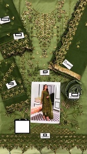 Robe de luxe en Organza indien brodé Salwar Kameez avec travail manuel lourd, Collection de mariage, meilleure vente 2023 - Product Image 5