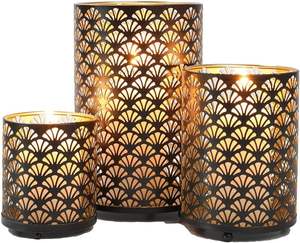 Best Quality Handmade Lead-Free <b>Iron</b> Art Votive Set 3pcs Black Inner Gold Christmas Easter Durable Wax Candle Holders Home Decor - Product Image 3