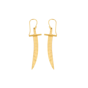 Or jaune plaqué laiton épée martelé Designer boucles d'oreilles minimaliste boucle d'oreille mode bijoux cadeau pour elle bijoux à la mode - Product Image 1