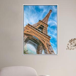 Printed Eiffel Tower <b>Canvas</b>: Paris Photography, French Architecture Wall Art,WHITE <b>FRAMED</b> <b>CANVAS</b> - Product Image 1