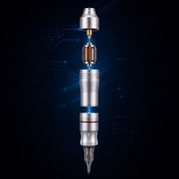 Machine à tatouer rotative en acier inoxydable, cartouches jetables, moteur puissant, batterie non rechargeable, compatible avec le cordon RCA.