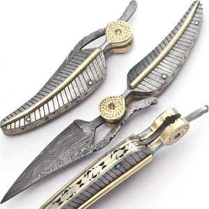 Cuchillo de caza plegable de Damasco forjado hecho a mano de primera calidad con Funda de cuero, cuchillo de Camping de bolsillo, regalo para hombres, cuchillo de supervivencia - Product Image 5