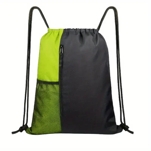 Logo personnalisé promotionnel dessiner sac à cordes 210D Polyester Sport sac à dos cordon Nylon sacs de sport avec poche à fermeture éclair - Product Image 4