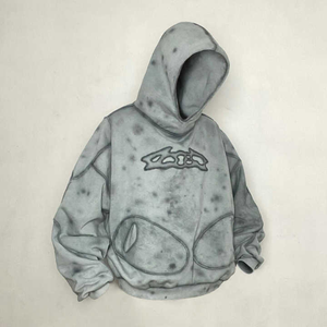 Sweat à capuche surdimensionné pour homme en molleton 100 % coton, de qualité supérieure, tendance, avec broderie et patchs effet vieilli, délavage acide, idéal pour l'hiver - Product Image 2