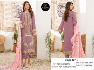 Salwar Kameez de Georgette Sintética de Primera Calidad con Bordado de Lentejuelas y Trabajo de Moti, Proveedor y Exportador de Moda Femenina - Product Image 5