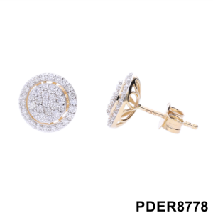 Boucles d'oreilles diamant double halo fascinant en or 14 carats 0.65CTW diamants ronds brillants avec appel radieux - Product Image 5
