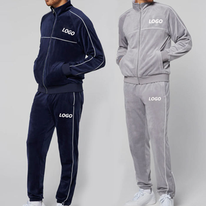 Proveedor Ropa deportiva Chándales de terciopelo Hombres Cremallera Chándal Gimnasio Atlético Velour Chándal - Product Image 2