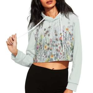 Sudadera Corta Elegante para Mujer, 100% Algodón, Tejido de Punto, Estampado Personalizado, Cómoda para Invierno - Product Image 1