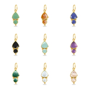 Nueva llegada Trillion forma verde Calcedonia piedra preciosa bisel encanto colgante joyería diseñador encantos al por mayor - Product Image 2