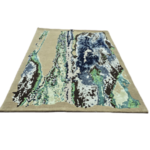 Tapis en laine brodé moderne fait à la main 8x10 ensemble de tapis bleu beige pour salon 9x12 10x14 tapis tapis tapis coton de haute qualité - Product Image 1