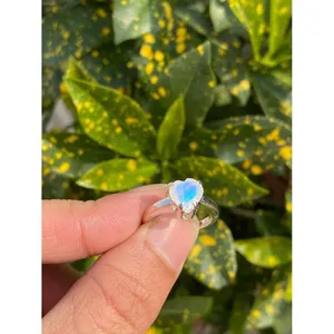 Moonstone Heart <b>Ring</b> 925 Sterling Silver Handmade Heart Shape Gemstone <b>Ring</b> Wholesale Jewelry Supplier - Product Image 2