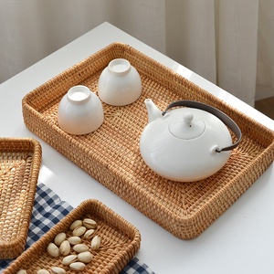 Brown Eco-Friendly <b>Rattan</b> <b>Storage</b> <b>Basket</b> Tray with Ceramic Woven Design Food-Safe Multifunctional Carton Packed - Product Image 5