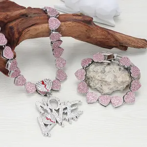 Collar con Colgante Personalizable de Circonitas Cúbicas con Corte Princesa, Estilo Hip Hop, Accesorio de Moda Personalizado, Cadena Cubana de Aleación de Zinc - Product Image 2